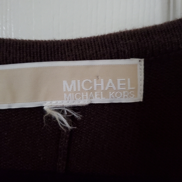 Michael Kors Brown Knit Pancho Sweater Fringe Tassels Women's Size L/XL - Picture 3 of 9